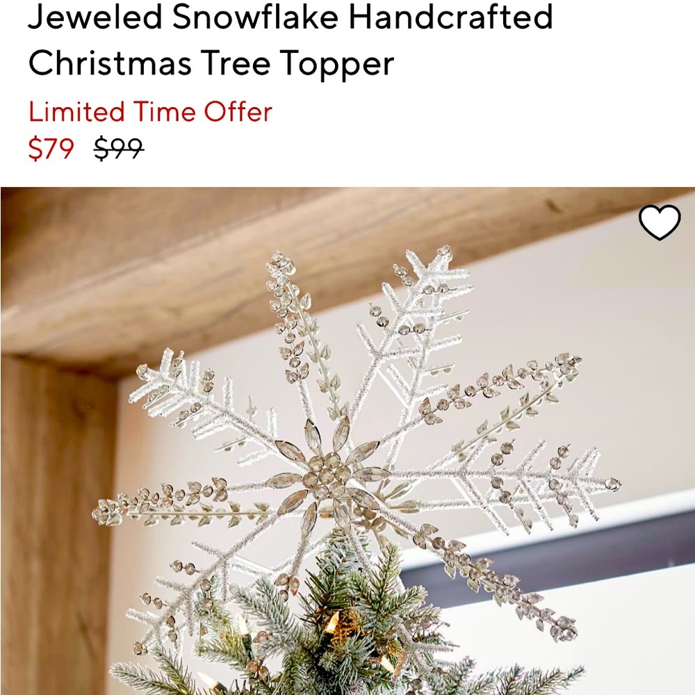 Pottery Barn Jeweled Snowflake Christmas Tree Topper